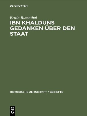cover image of IBN Khalduns Gedanken über den Staat